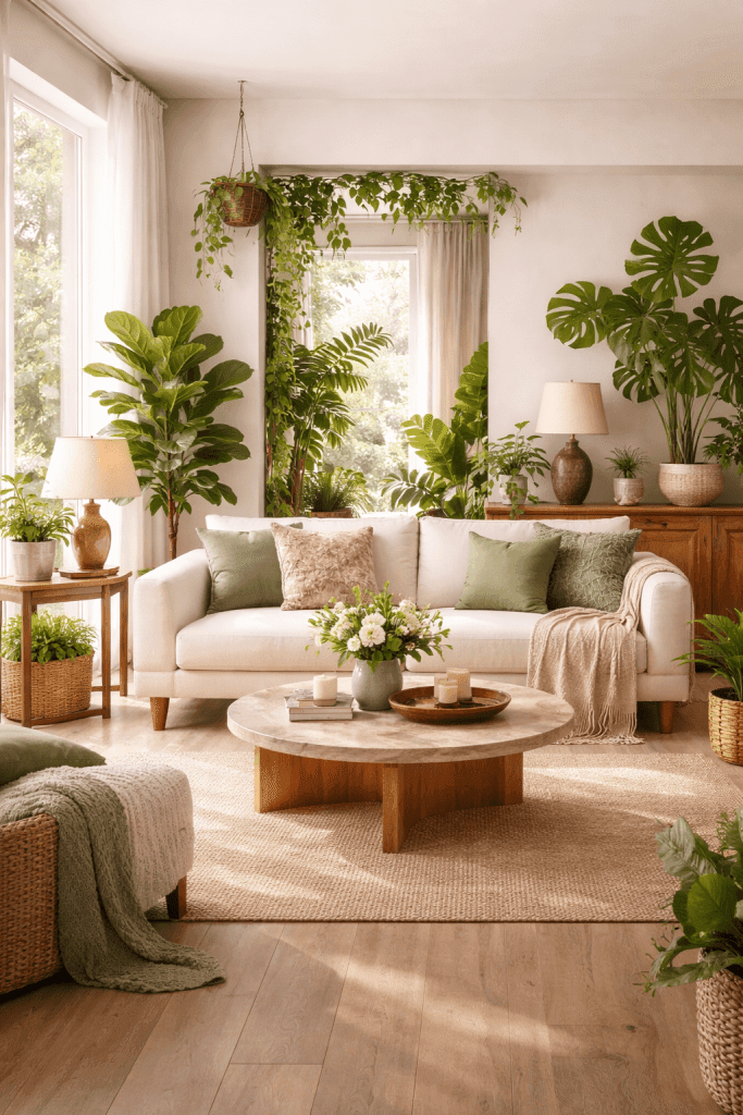 Nature-Inspired Living Room with Indoor Greenery