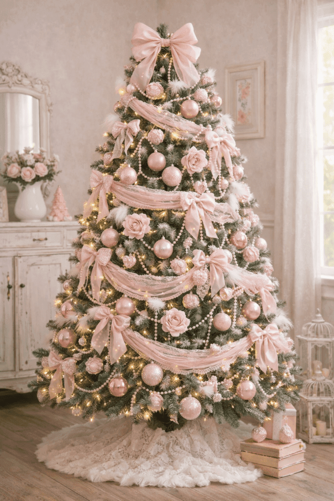 Pastel Pink Shabby Chic Christmas Tree