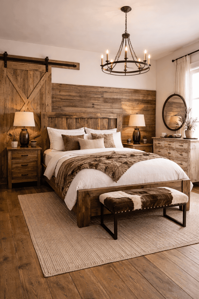 Barn Door Accent Western Bedroom