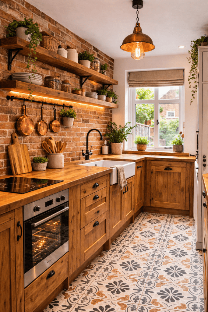 Rustic Brick Terraced Kitchen