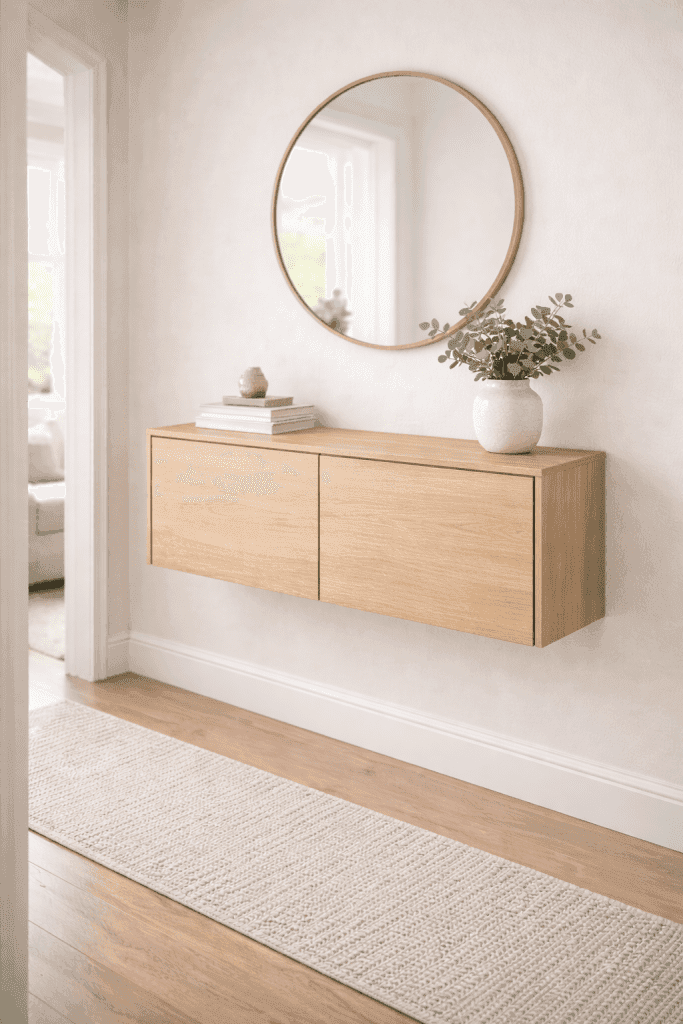 Floating Cabinet Storage Hallway Idea