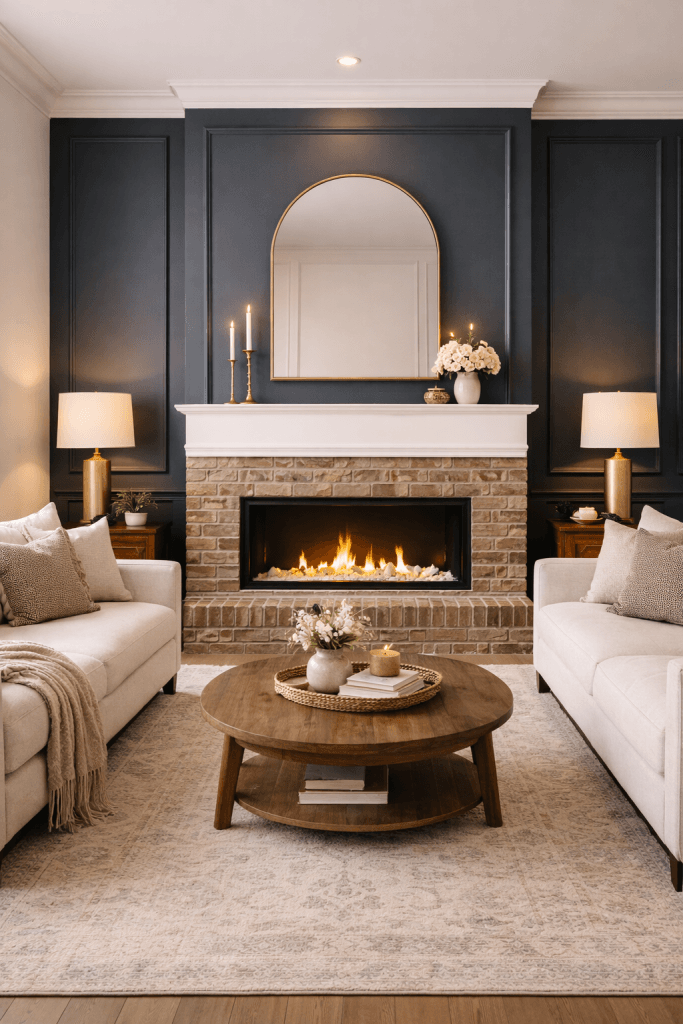 Fireplace with Accent Wall Paneling