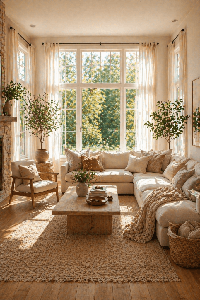 Cozy Living Room with Large Windows