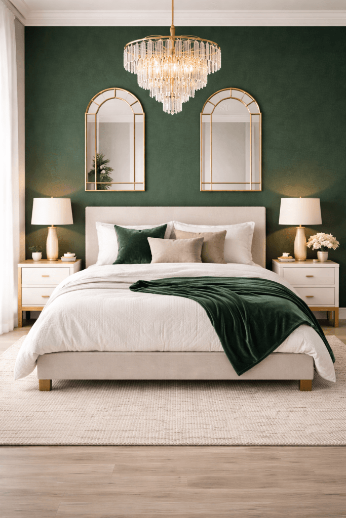 Green and Gold Glam Bedroom