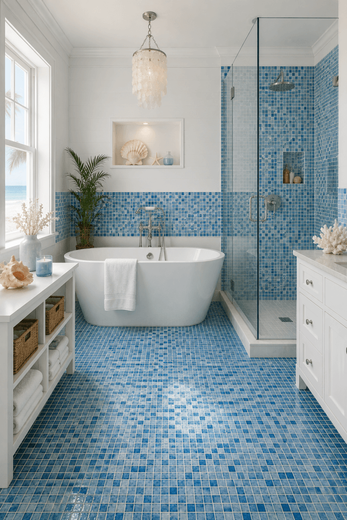 Blue Mosaic Bathroom Tile Design Ideas