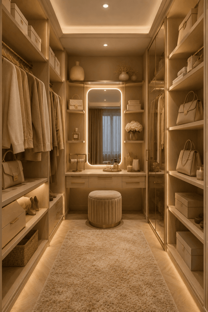 Beige Closet Space with Soft Modern Luxury Design