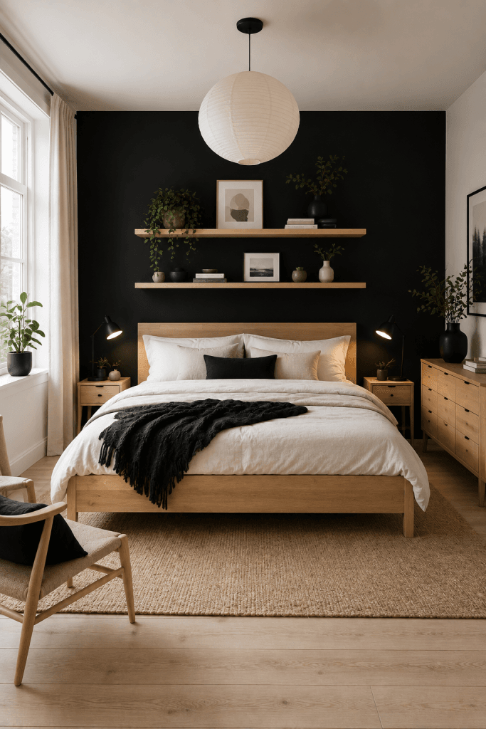 Black Scandinavian Bedroom