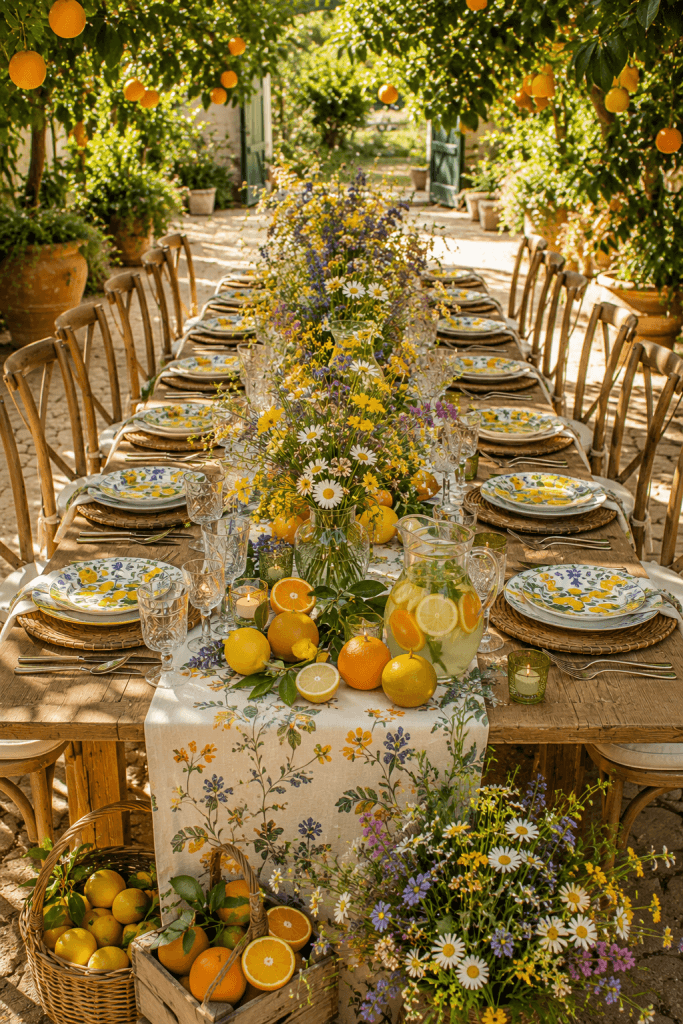 Wildflower and Citrus Tablescape