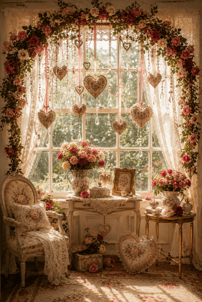 Antique Rose Valentine Window Display